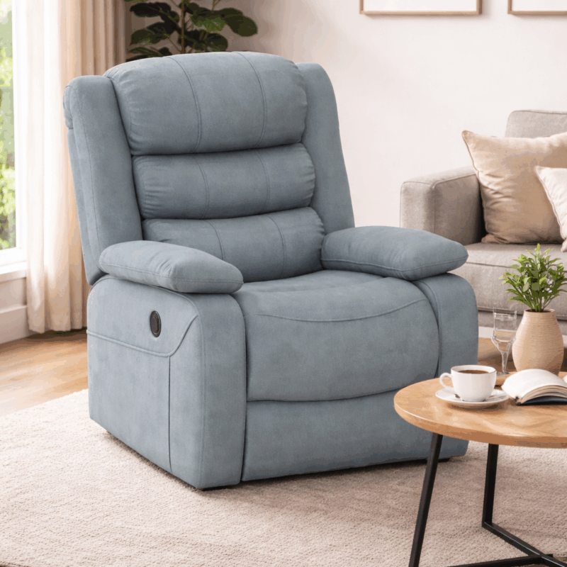 Fotel rozkładany elektryczny velvet szary